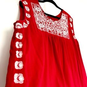 Embroidered Cotton Gauzy Tank